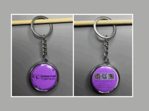 Rund nøglering med personligt foto – Dobbeltsidet design